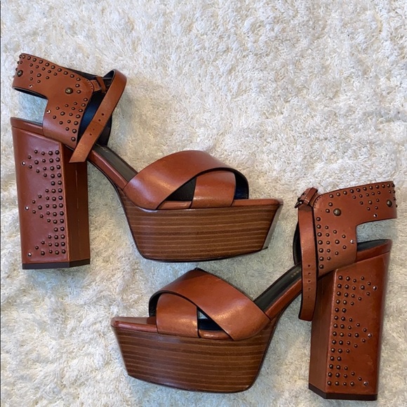 Saint Laurent Farrah Studded Platform Sandals - Picture 1 of 7